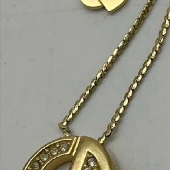 Vintage Dior Gold-overlay Crystal 'CD' Circle Pendant Necklace - Picture 5 of 7